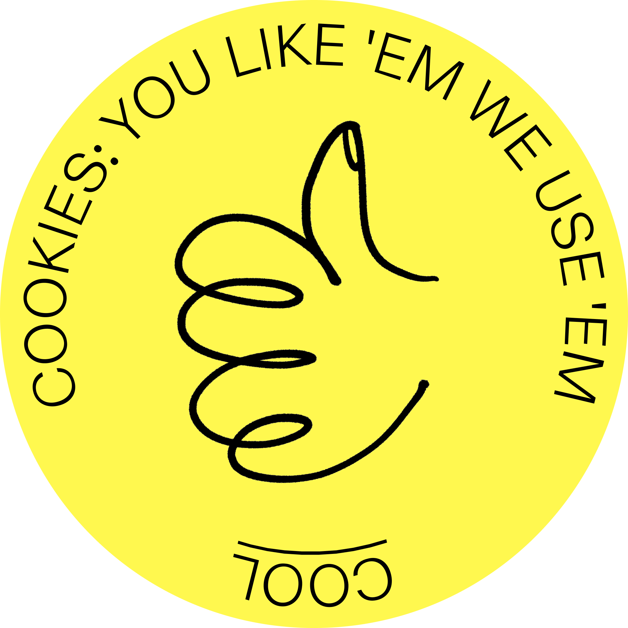 Yellow circle cookie consent pop up